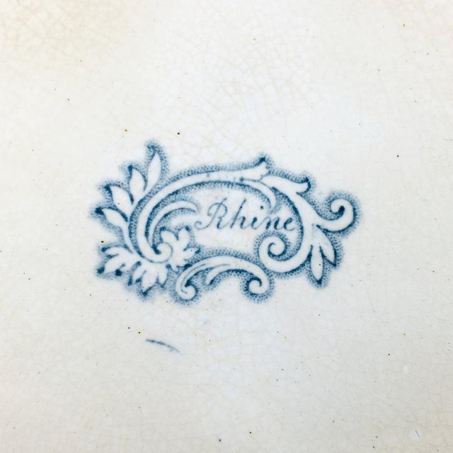 Ceramic Large Late 19th Century Victorian Serving Plate in Rhine Pattern, England For Sale - Image 7 of 8