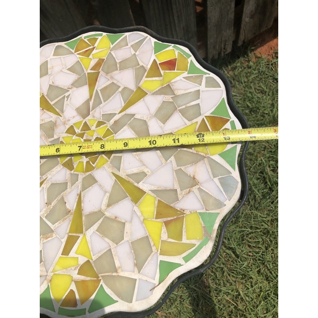Vintage MCM Mosaic Ceramic Yellow Flower Shape Side Table For Sale - Image 4 of 6