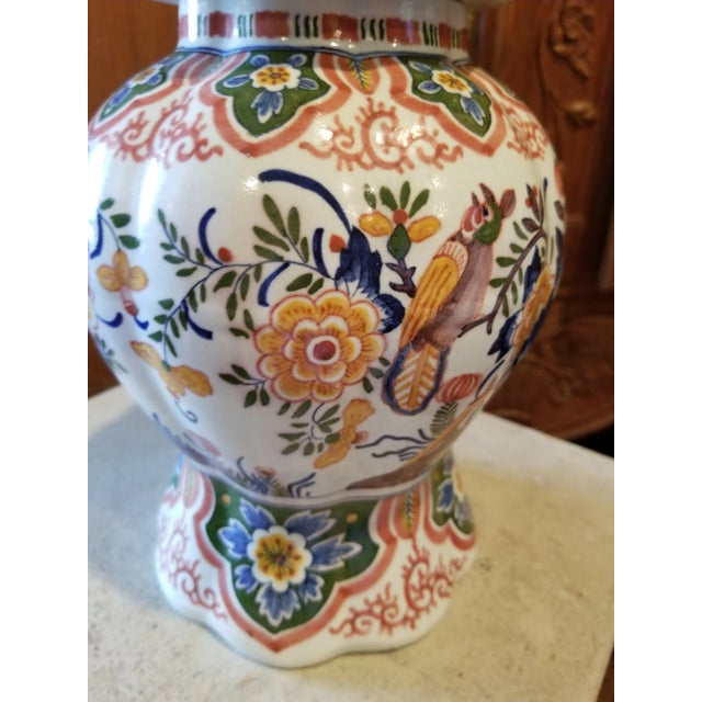 Rustic European Polychrome Delft Style Storage Jar For Sale - Image 3 of 8