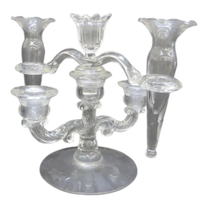 Vintage Glass Epergne With Trio of Candle Holders