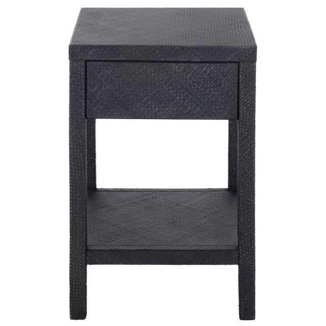 Ink Blue Apis Raffia 1 Drawer 1 Shelf Accent Table in Navy For Sale - Image 8 of 9
