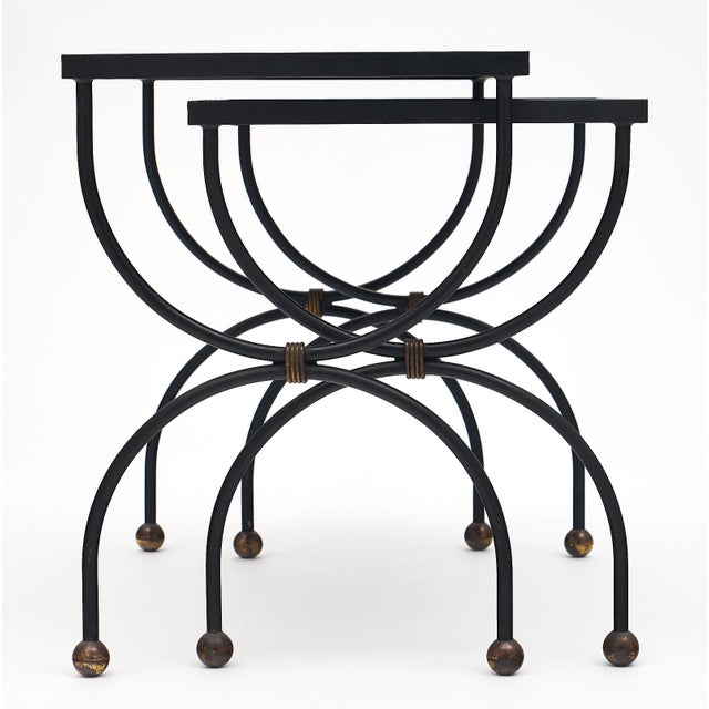 Art Deco Period Black Glass Nesting Tables Set of 2 Chairish