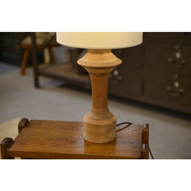 Wood Vintage Oak Table Lamp, 1950s For Sale - Image 7 of 9