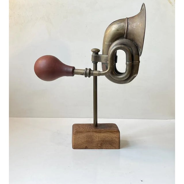 Vintage Scrap Art Sculpture with Brass Car Horn For Sale - Image 10 of 10