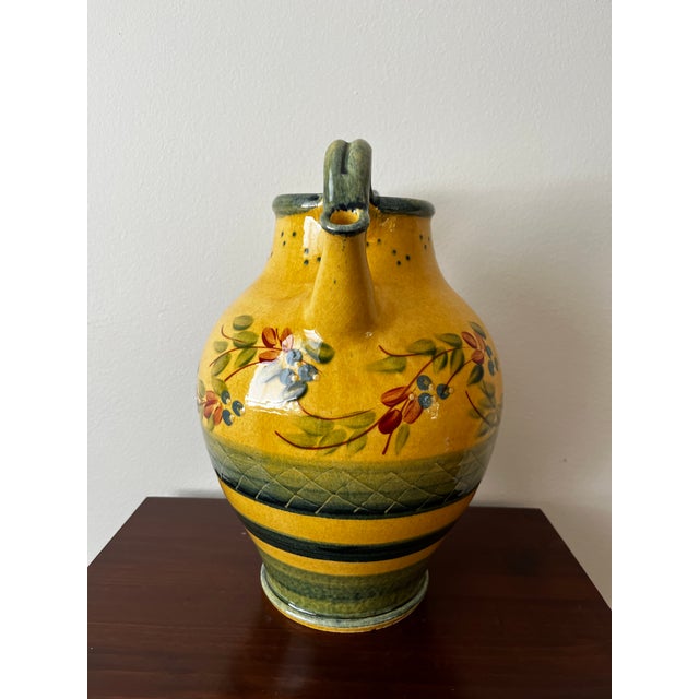 Yellow Vintage Terre È Provence French Hand-Painted Ceramic Pitcher, Made in France For Sale - Image 8 of 10