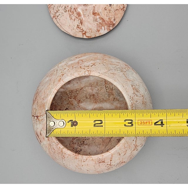 Vintage Lidded Pink Blush Solid Marble Vessel Trinket Box Container For Sale - Image 9 of 9