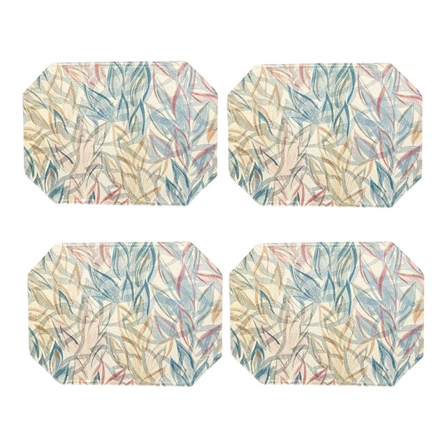 Abstract Octagonal Fabric Placemats in Pink, Blue and Cream - 4 For Sale