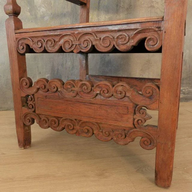 Carved Throne Chair, 1880s For Sale - Image 5 of 11