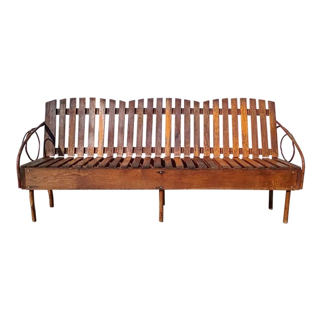 Vintage Wood Andirondack Style Twig 77" Bench For Sale
