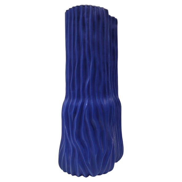 Small Modern Blue Ceramic Vase in Blown Glass, Denmark, 1970s For Sale