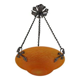 French Art Deco Pendant Light by Daum & Majorelle - 1925 Chandelier France For Sale