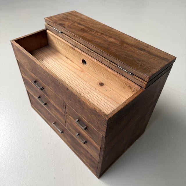 Japanese Writers Cabinet with Drawers and Top Compartment, 1920s For Sale - Image 6 of 15