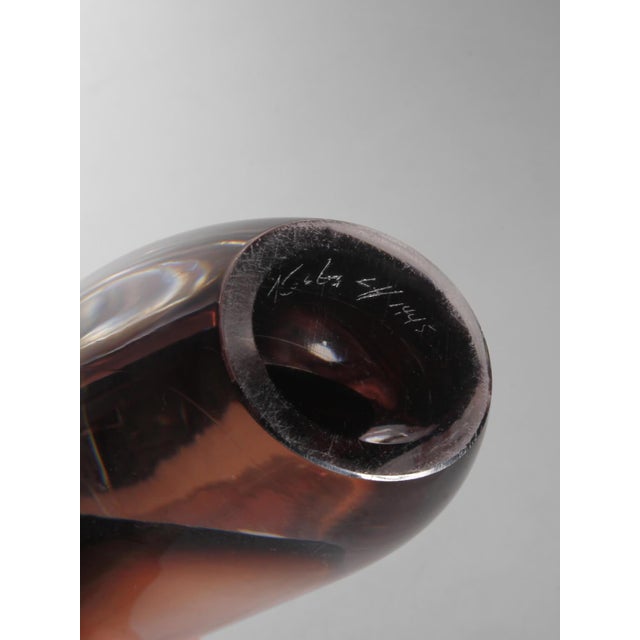 Mid-Century Modern Clear and Brown Sommerso Glass Vase by Vicke Lindstrand for Kosta Boda, 1960s For Sale - Image 3 of 5