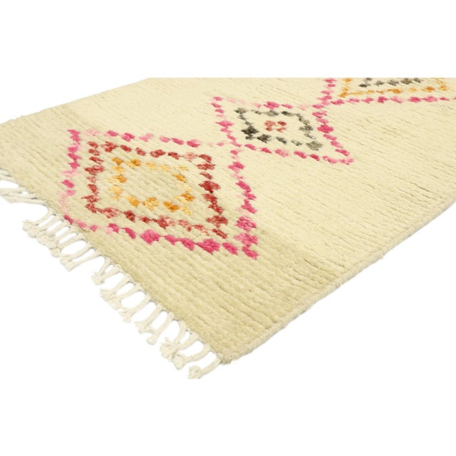 Moroccan Shag Hallway Runner with Tribal Boho Chic Style 02'06 x 12'01. Softer yet no less striking, this hand knotted...