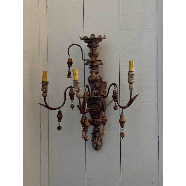 1920s Decorative Wall Sconces With Hanging Bells - a Pair For Sale - Image 4 of 15