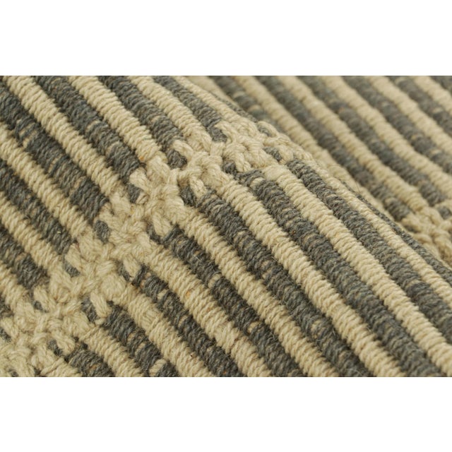 Rug & Kilim’s Contemporary Kilim in Beige and Gray Textural Stripes For Sale In New York - Image 6 of 7
