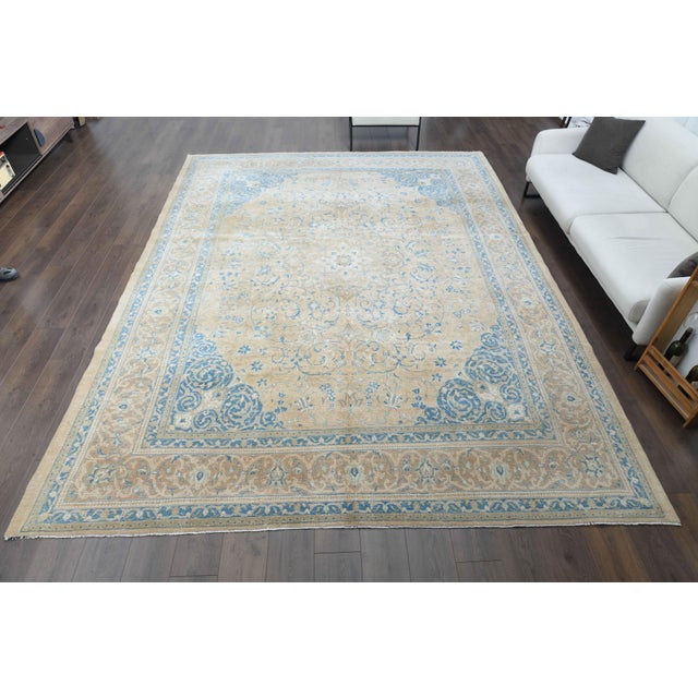 Persian 1960s Vintage Persian Handmade Wool Cotton Brown Area Rug For Sale - Image 3 of 11