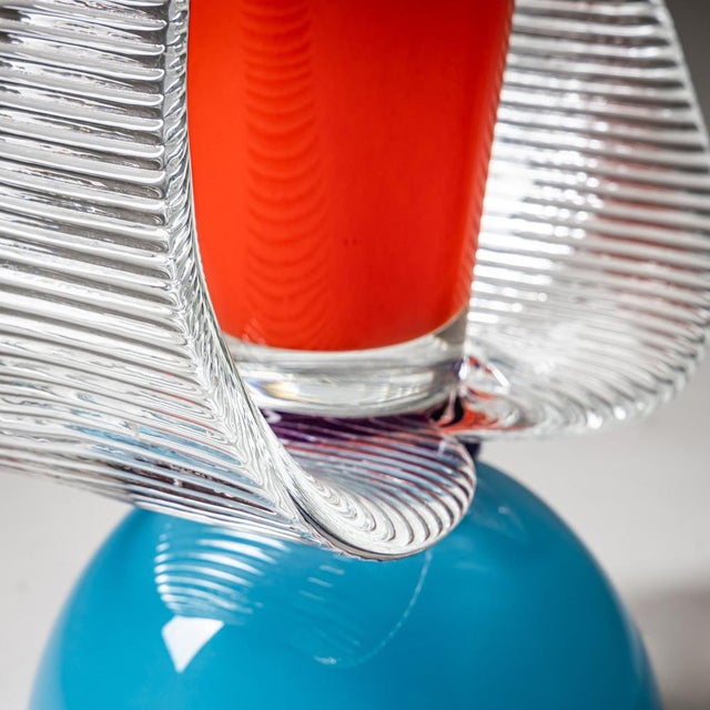B.A.G. Series Red and Blue Vase from Barovier & Toso For Sale - Image 6 of 10