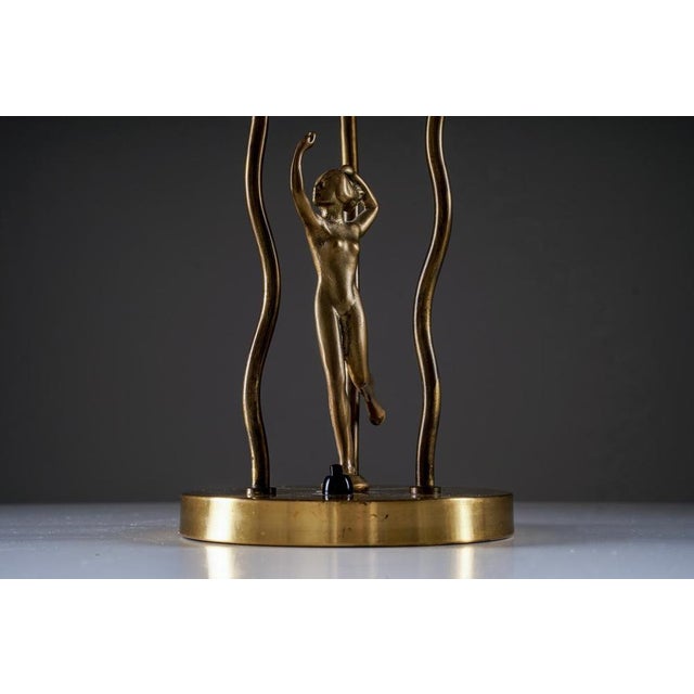 Metal Swedish Art Deco Table Lamp in Brass, 1940s For Sale - Image 7 of 9