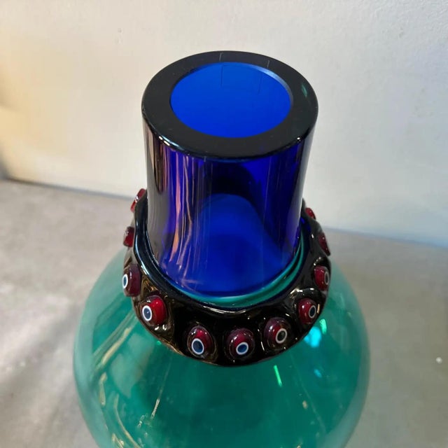 Blue 1960s Modernist Murano Glass Incalmo Vase by Alfredo Barbini For Sale - Image 8 of 12