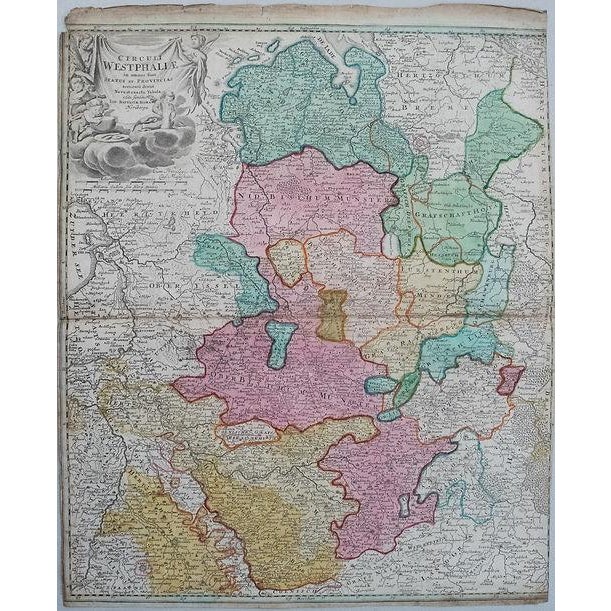 Traditional 1710 Homann Map of Northwest Germany from Cologne to Hamburg For Sale - Image 3 of 3