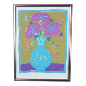 Mid 20th Century Screenprint by Australian Artist Ken Done, Titled "Morning Glories".