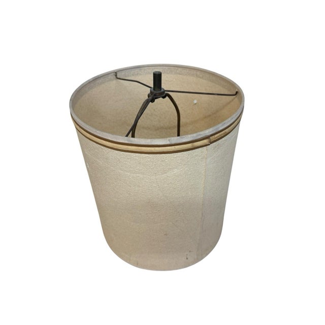 Mid-Century Modern Walnut Brass Sea Shell Table Lamp W/Original Drum Shade For Sale - Image 12 of 13