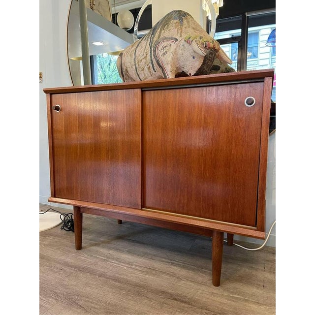 Wood Cabinet with Sliding Doors, 1950s For Sale - Image 7 of 14