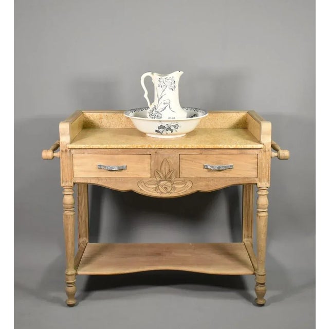 Art Deco French Bleached Oak Washstand, 1920s For Sale - Image 4 of 16