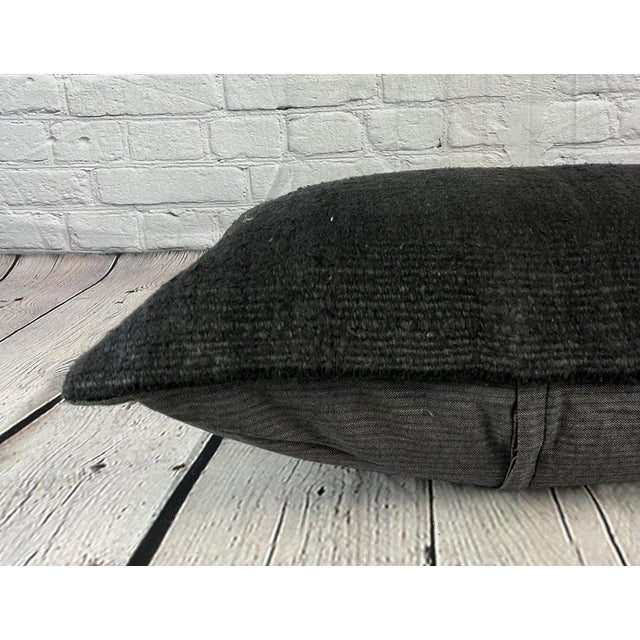 16 x 24 Hemp Pillow Turkish Cushion Natural Black Pillow Cushion Cover For Sale - Image 4 of 4