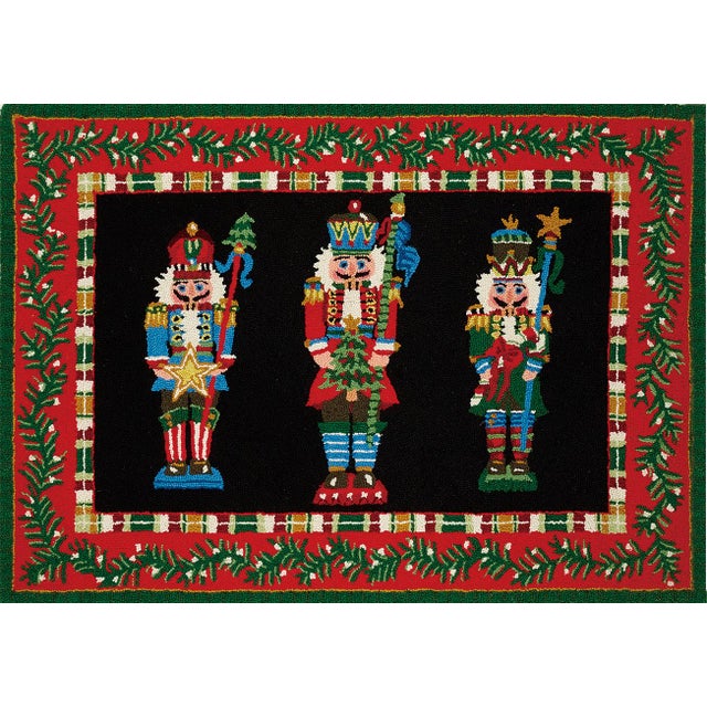 100% wool hooked accent rug. Door mat/entryway decoration. 34" x 47" Care Instructions: Spot Clean.