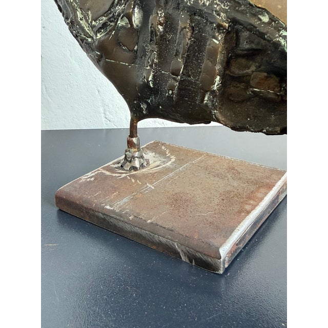 Brazilian Modernist Fossilized Bronze Fish Sculpture on Steel Base by Mário Agostinelli, 1980s For Sale - Image 6 of 14
