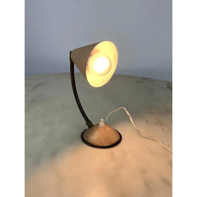 Beige Table Lamp in Lacquered Metal and Brass, Italy, 1950s For Sale - Image 8 of 9