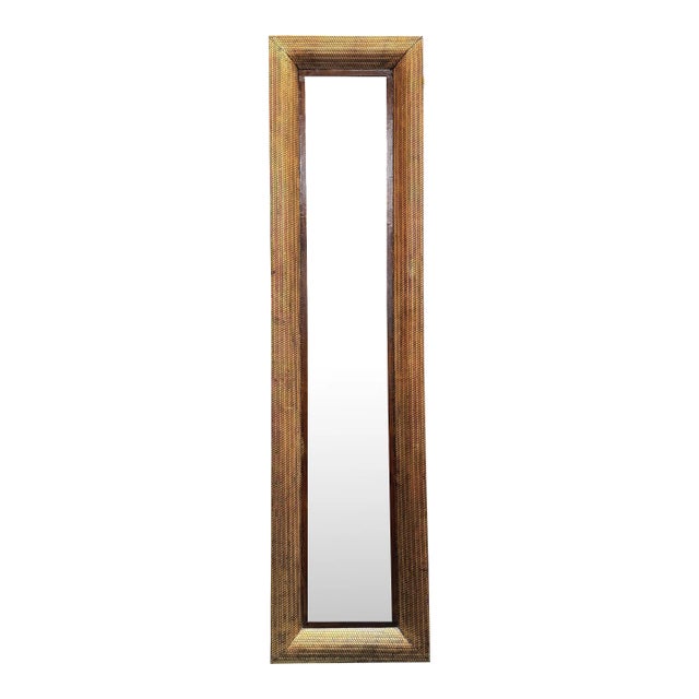 Lacquered Rattan Floor Mirror, Antique For Sale