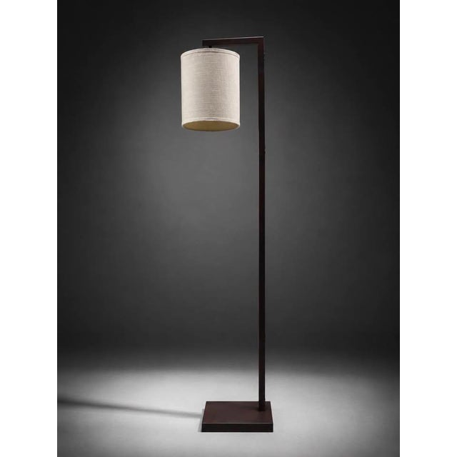 Mid-Century Modern Architectural Floor Lamp With Unique Dark Bronze and Red-Tone Finish For Sale - Image 3 of 5