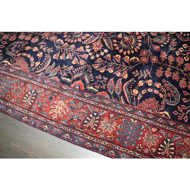 Navy Sarouk Ferehan Rug rug no.j5088 For Sale - Image 11 of 13