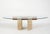 1970s Vintage Dining Table with Oval Glass Top and Wood-Concrete Legs by Giovanni Offredi for Saporiti, 1970s For Sale - Image 5 of 7