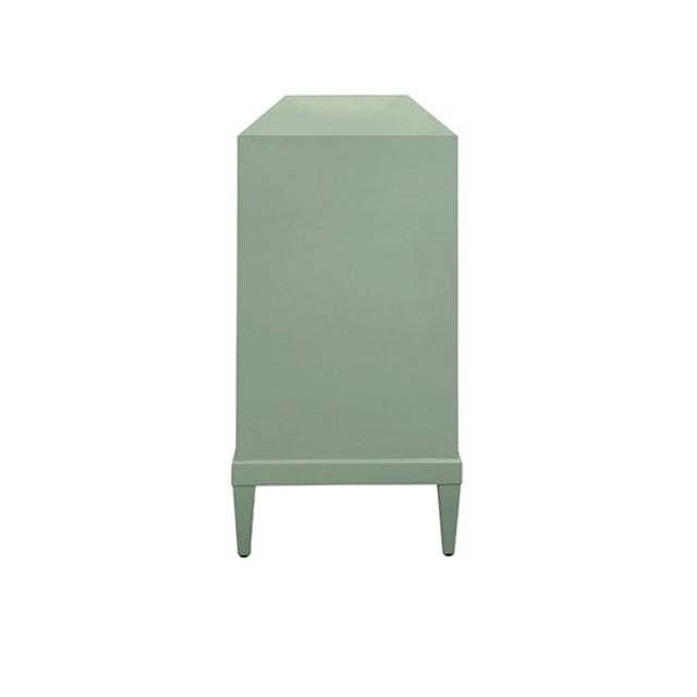 Not Yet Made - Made To Order Matthew Izzo Home Marcella Glossy Sage Green Four Door Buffet With Brass Front Doors and Acrylic Door Pulls For Sale - Image 5 of 6