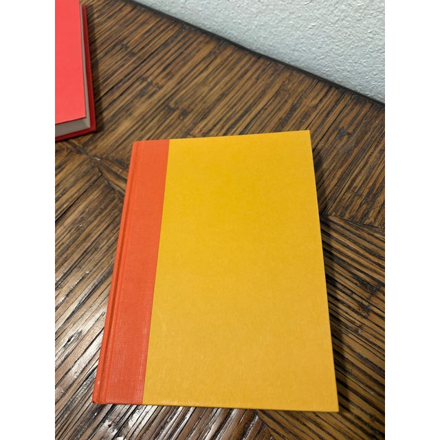 Vintage Citrus Monochromatic Hardcover Book Stack - Set of 3 - Tangerine Orange & Lemon Yellow - Mid-Century Nyc Counterculture Decor For Sale - Image 11 of 12