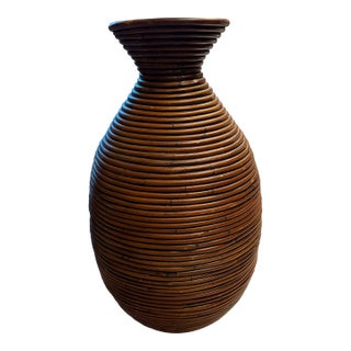 Vintage Mid-Century Modern Crespi Style Pencil Reed Floor Vase [Sr] For Sale