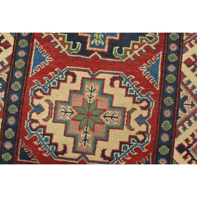 Kazak Runner 2’8” X 9’7” Red Wool Tribal Hand-Knotted Oriental Rug For Sale - Image 4 of 13