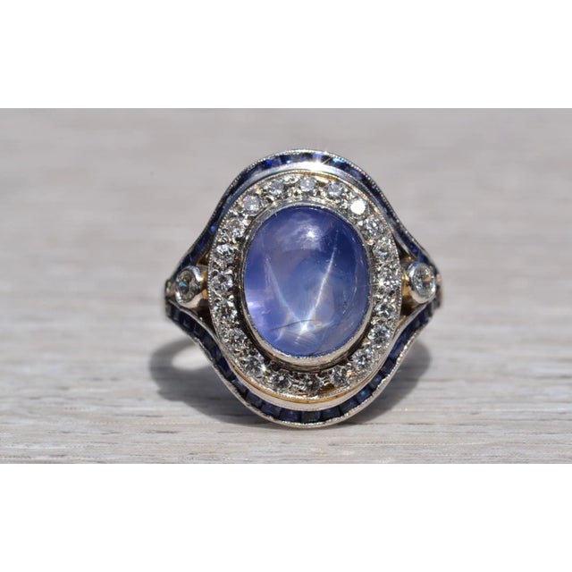 The Lathrop: Star Sapphire and Diamond Ring in Platinum For Sale - Image 9 of 11