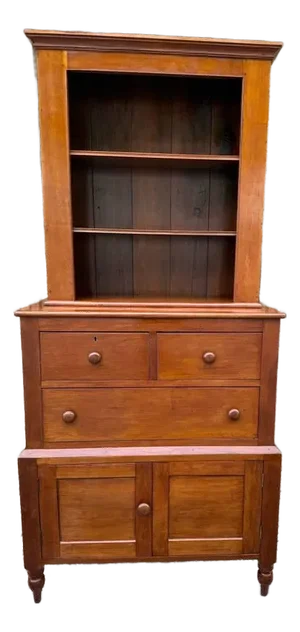 Antique Federal Style Chest of Drawers With Open Bookcase Hutch