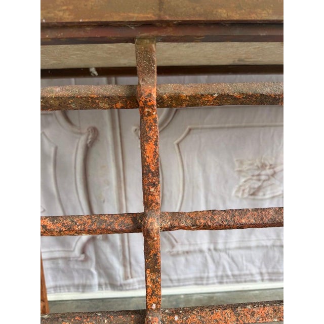 Rustic Console Table With Textured Stone Top and Hand-Forged Iron Base For Sale - Image 17 of 18