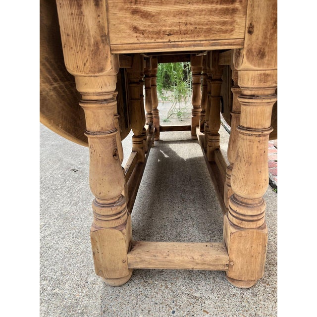 Antique French Hunt Wake Dining Table Bleached Oak Large Gate Leg Console C1880 For Sale - Image 12 of 18
