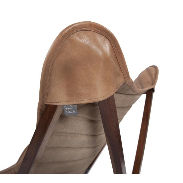 Brown Leather Sling Chair For Sale - Image 8 of 11