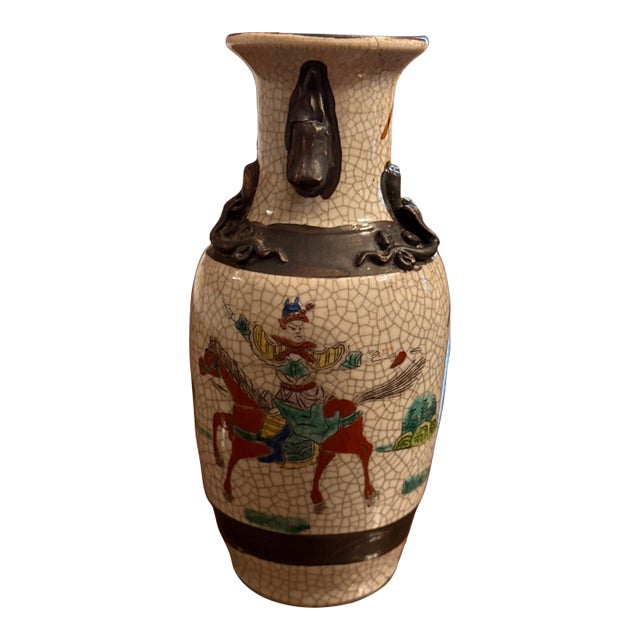 Nanking Famille Verte Crackle Vase For Sale