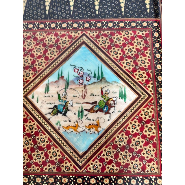 Persian Khatamkari Backgammon and Chess Box For Sale - Image 9 of 18