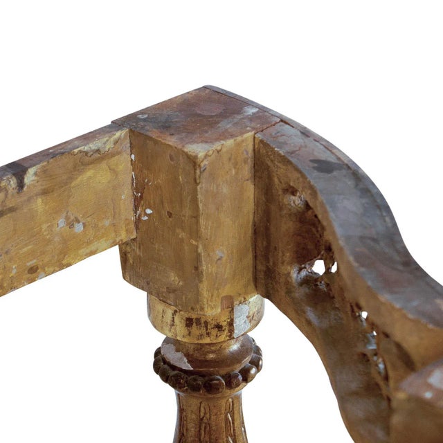 1870s Italian Neoclassical Mecca Gilt Console With Later Marble Top For Sale - Image 9 of 12