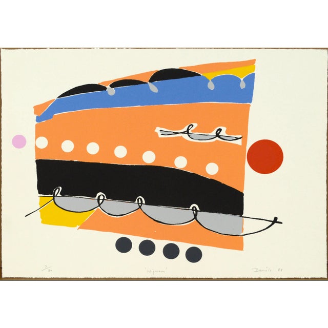 "Wigwam" Abstract Geometric Screen Print Numbered 7/30 by Harvey Daniels For Sale - Image 11 of 11